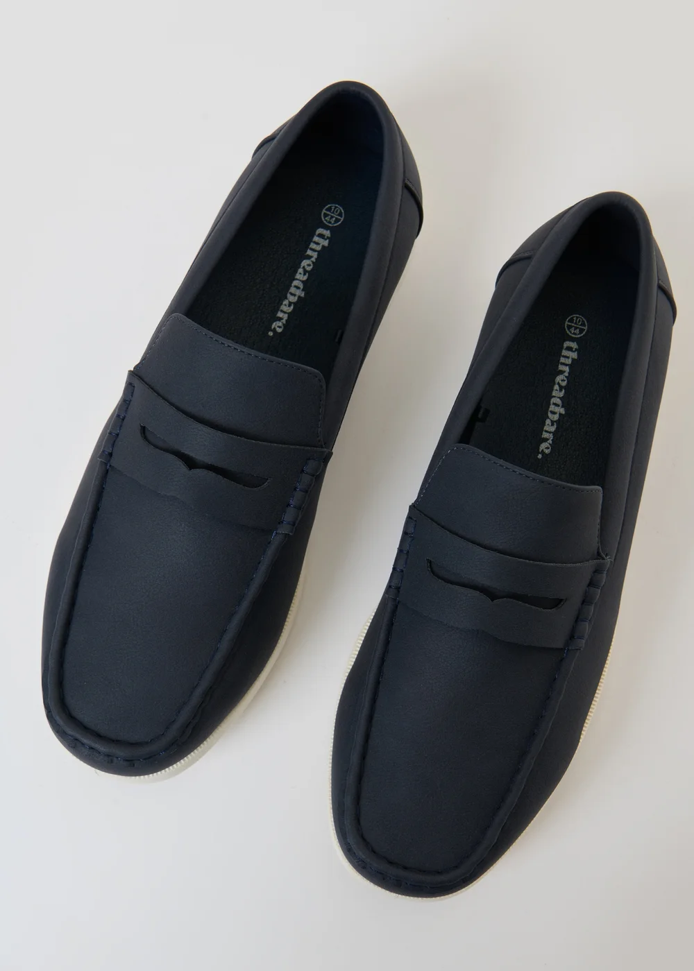 Threadbare Navy Faux Suede Penny Loafers - 9 Image 3