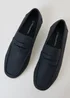 Threadbare Navy Faux Suede Penny Loafers - 9 Image 3