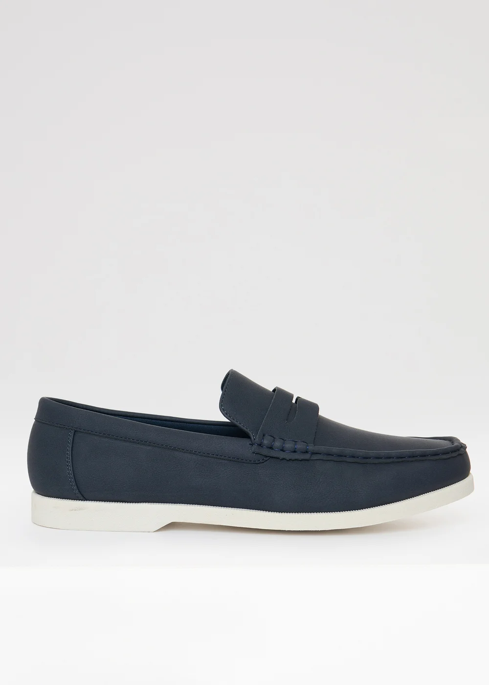 Threadbare Navy Faux Suede Penny Loafers - 9 Image 1