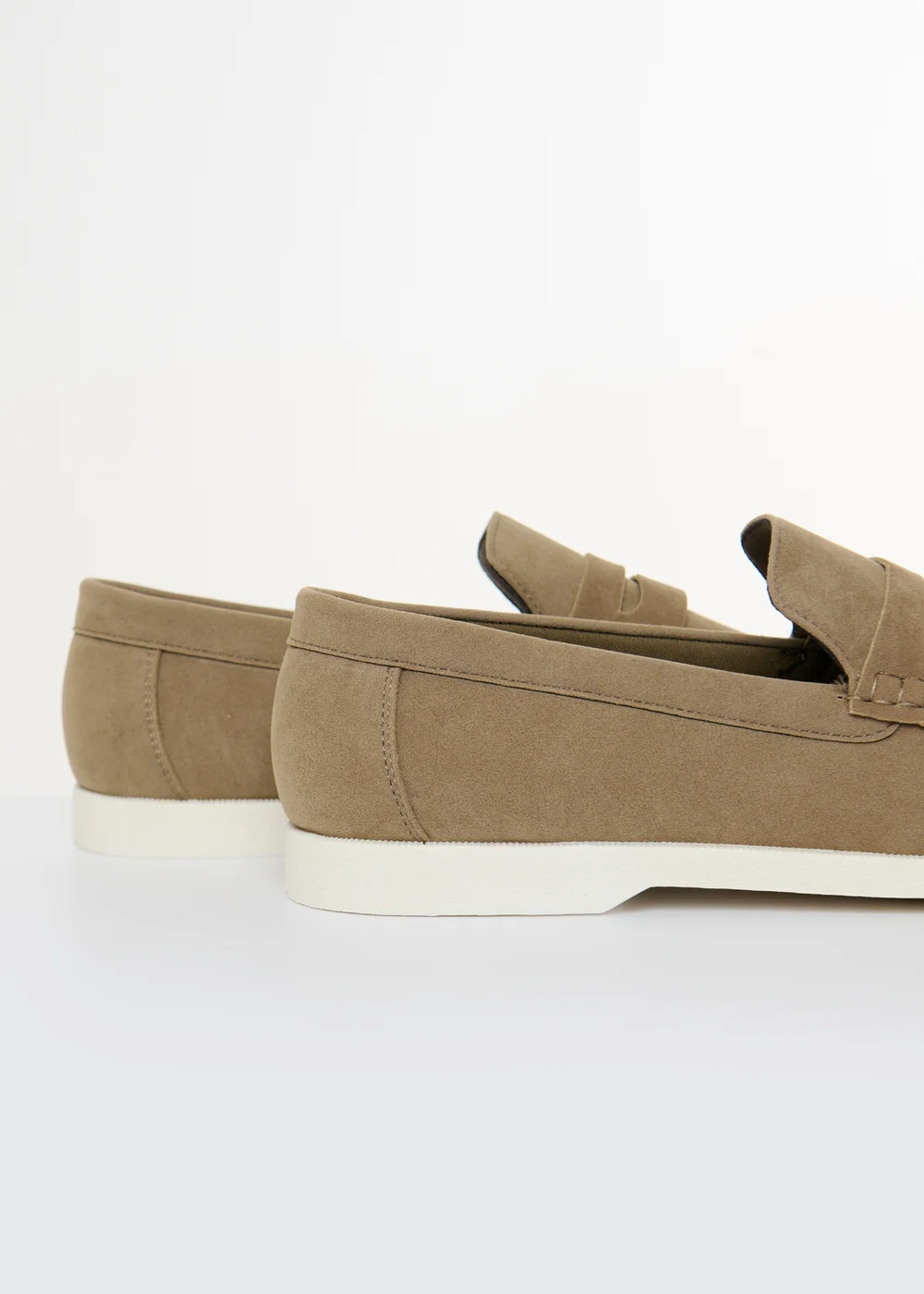 Threadbare Beige Faux Suede Penny Loafers - 7 Image 2