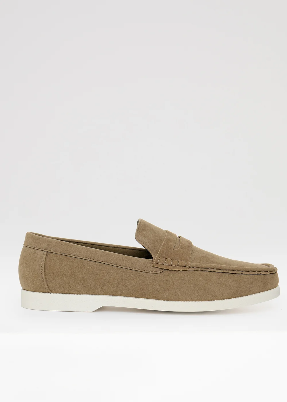 Threadbare Beige Faux Suede Penny Loafers - 7 Image 1