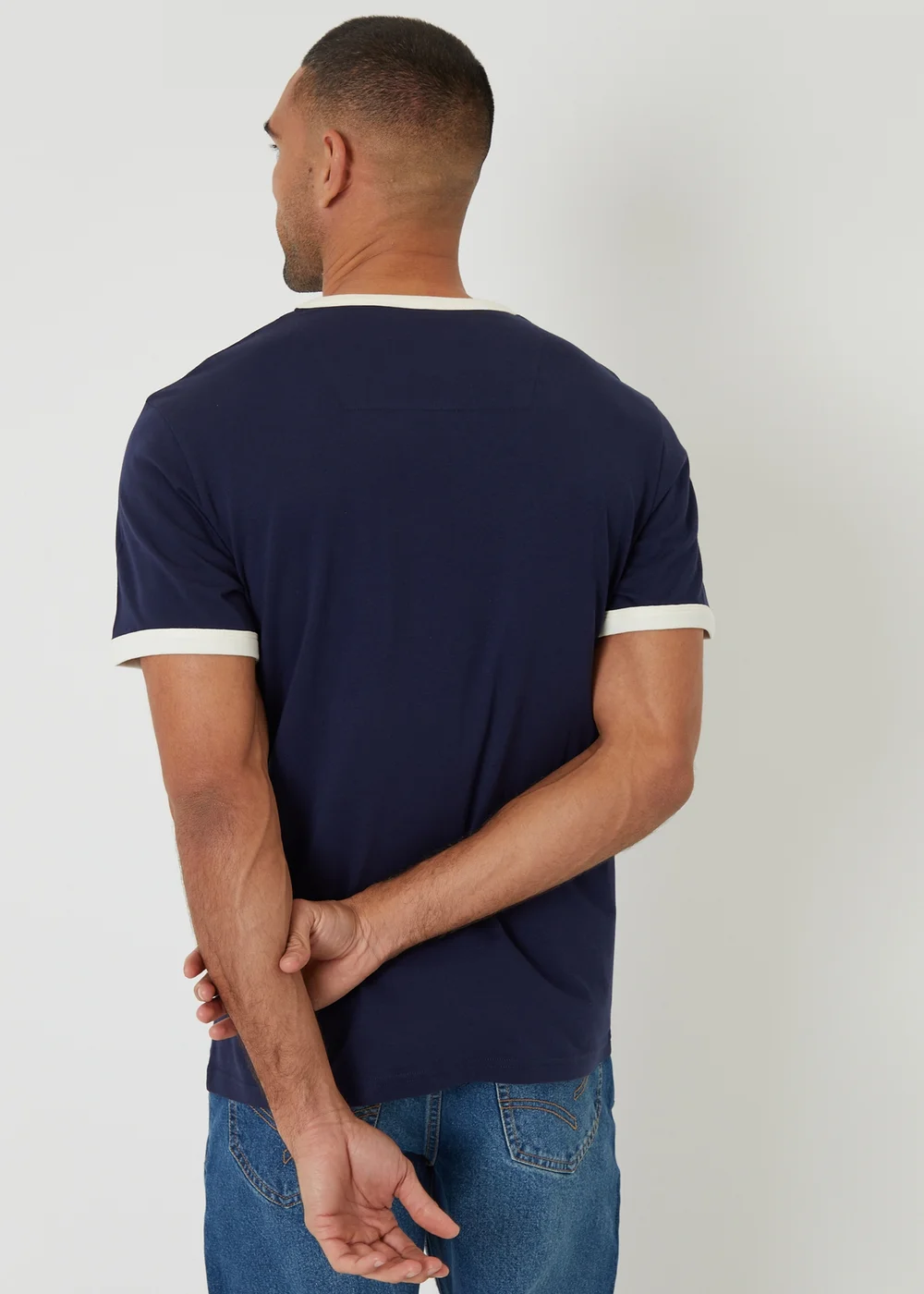Threadbare Navy 2-Pack Cotton Ringer T-Shirts - M Image 3