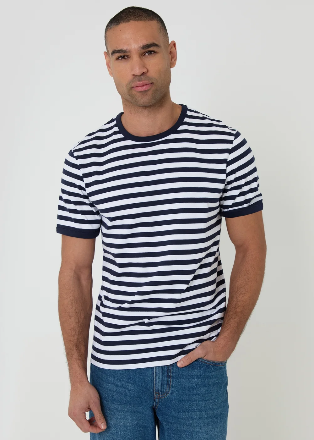 Threadbare Navy 2-Pack Cotton Ringer T-Shirts - M Image 4