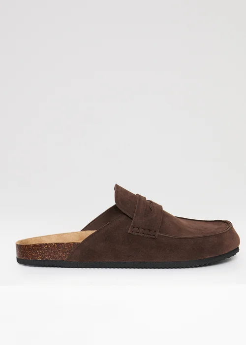 Threadbare Brown Faux Suede Penny Loafer Sandals - 10 Image 1