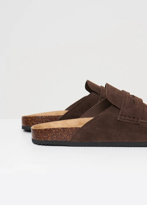 Threadbare Brown Faux Suede Penny Loafer Sandals - 10 Image 2