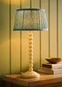 ValueLights Bobble Cream Table Lamp with Leaf Pleated Shade - One Size Image 2