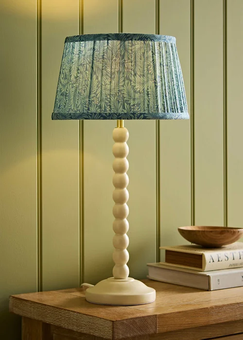 ValueLights Bobble Cream Table Lamp with Leaf Pleated Shade - One Size Image 1