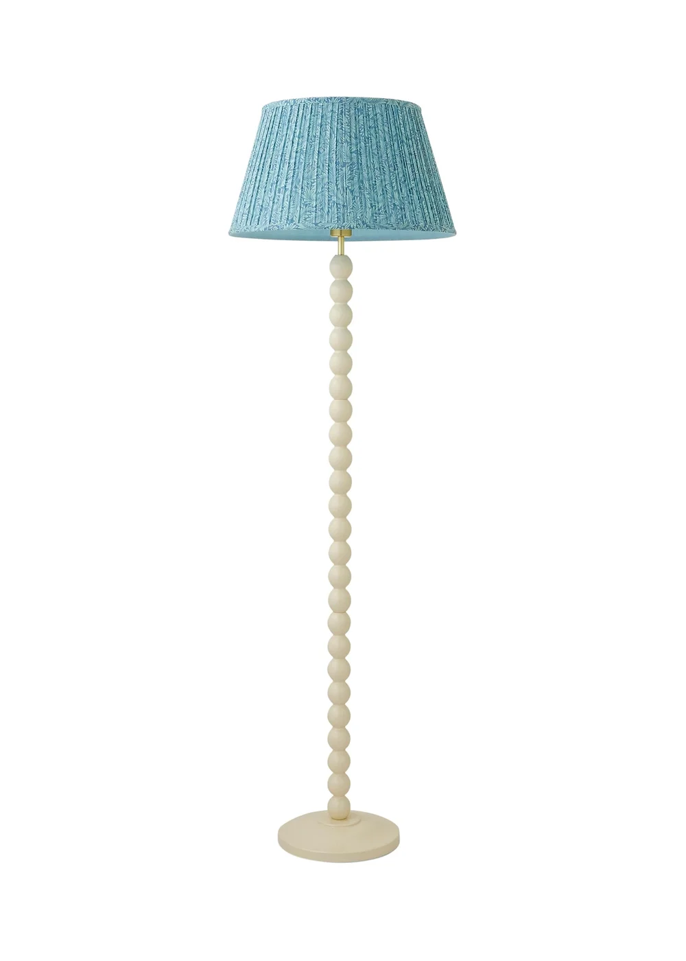 ValueLights Bobble Cream Floor Lamp with Blue Leaf Pleated Shade - One Size Image 5