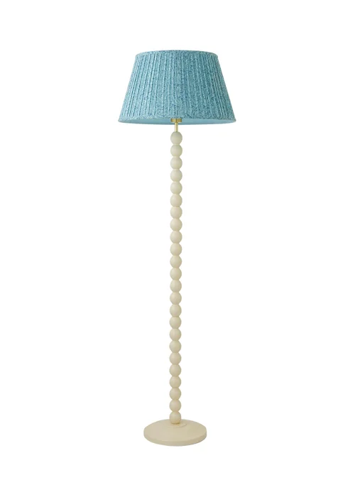 ValueLights Bobble Cream Floor Lamp with Blue Leaf Pleated Shade - One Size Image 5