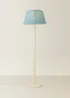 ValueLights Bobble Cream Floor Lamp with Blue Leaf Pleated Shade - One Size Image 3