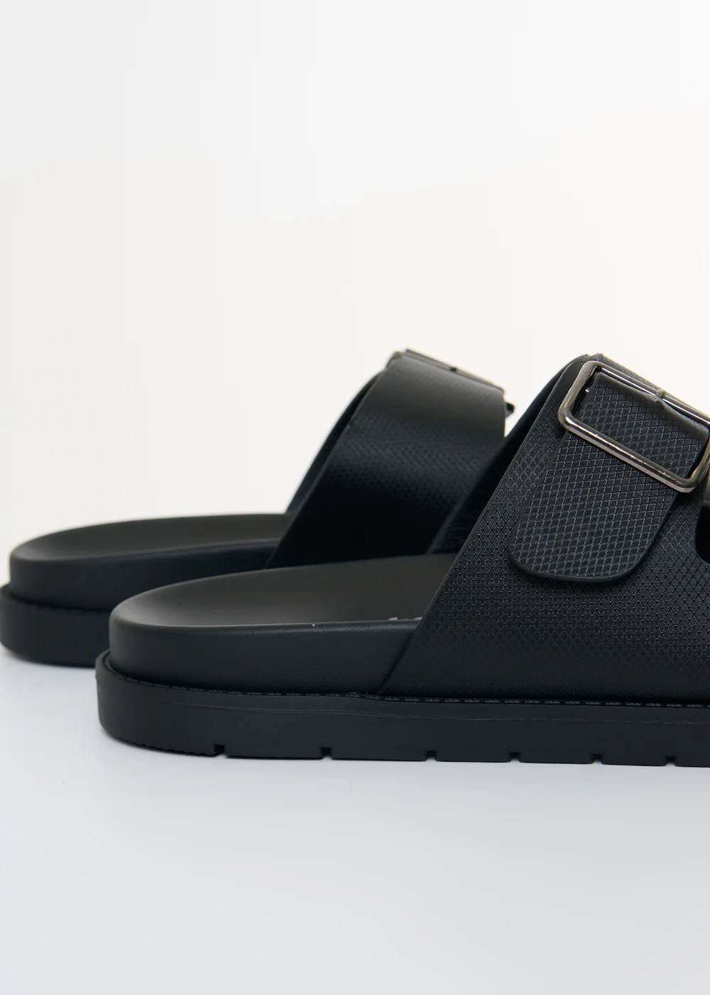 Threadbare Black Faux Leather Buckle Strap Sandals - 9 Image 2