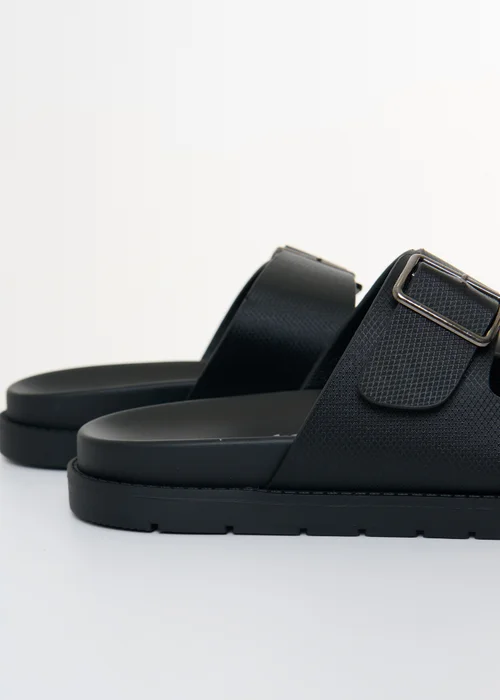 Threadbare Black Faux Leather Buckle Strap Sandals - 9 Image 2