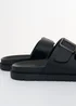 Threadbare Black Faux Leather Buckle Strap Sandals - 9 Image 2