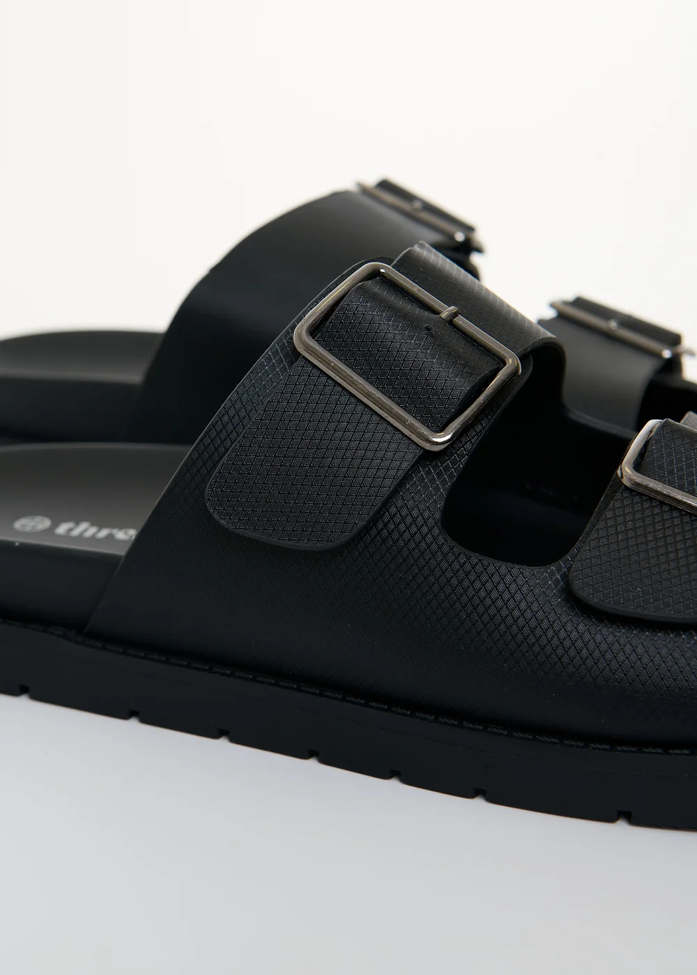 Threadbare Black Faux Leather Buckle Strap Sandals - 9 Image 4