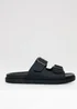 Threadbare Black Faux Leather Buckle Strap Sandals - 9 Image 1