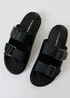 Threadbare Black Faux Leather Buckle Strap Sandals - 9 Image 3