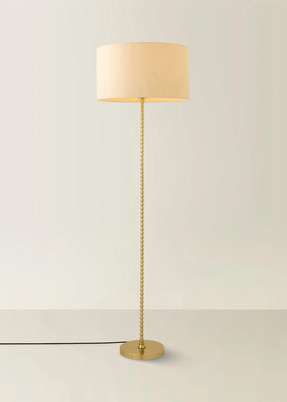 ValueLights Maeve Brushed Gold Floor Lamp with Natural Drum Shade - One Size Image 3