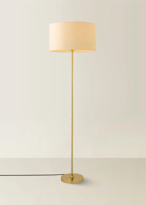 ValueLights Maeve Brushed Gold Floor Lamp with Natural Drum Shade - One Size Image 3