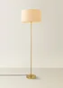 ValueLights Maeve Brushed Gold Floor Lamp with Natural Drum Shade - One Size Image 3