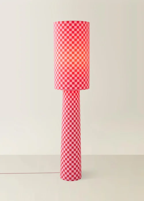 ValueLights Pritchard Pink Checkerboard Midi Floor Lamp - One Size Image 3
