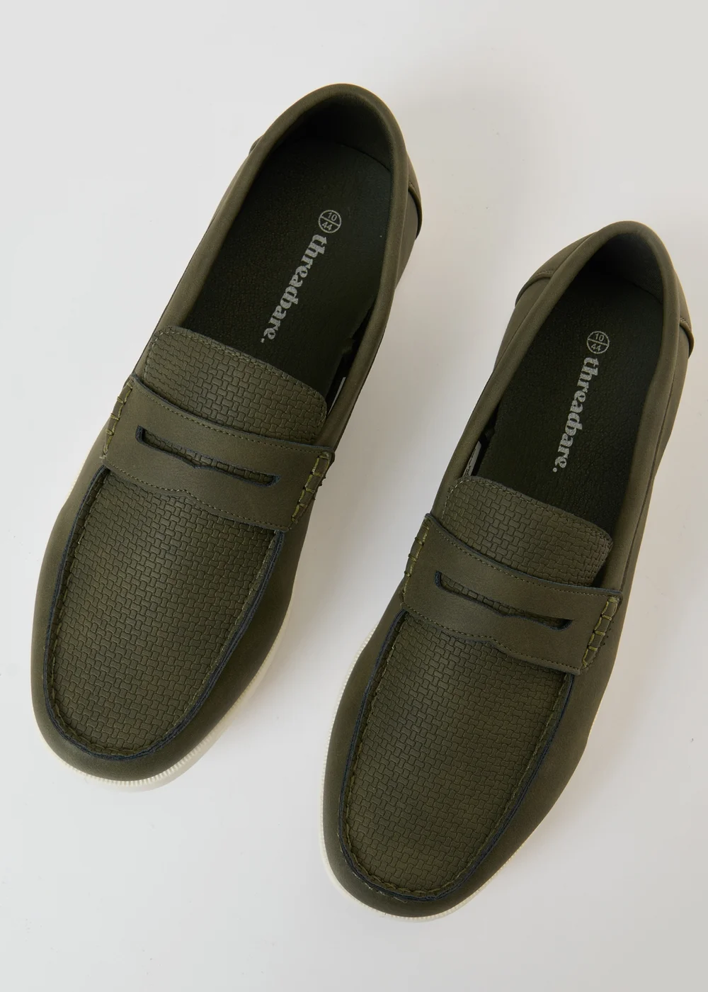 Threadbare Khaki Textured Faux Suede Penny Loafers - 11 Image 3