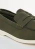 Threadbare Khaki Textured Faux Suede Penny Loafers - 11 Image 4