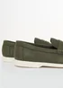 Threadbare Khaki Textured Faux Suede Penny Loafers - 11 Image 2