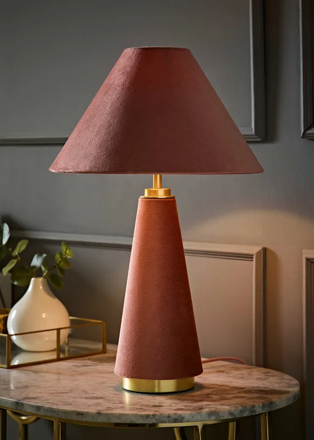 ValueLights Martha Pink Velvet Fabric Table Lamp