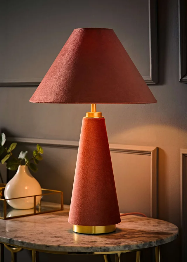 ValueLights Martha Pink Velvet Fabric Table Lamp