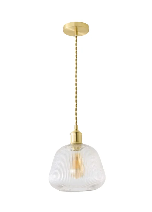 ValueLights Delora Brushed Gold Ribbed Glass Ceiling Light - One Size Image 5