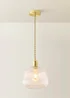 ValueLights Delora Brushed Gold Ribbed Glass Ceiling Light - One Size Image 3