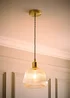 ValueLights Delora Brushed Gold Ribbed Glass Ceiling Light - One Size Image 2