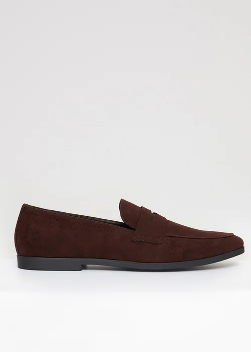 Threadbare Brown Faux Suede Penny Loafers - 7 Image 1