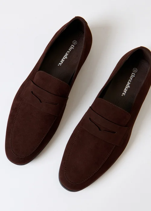 Threadbare Brown Faux Suede Penny Loafers - 7 Image 3