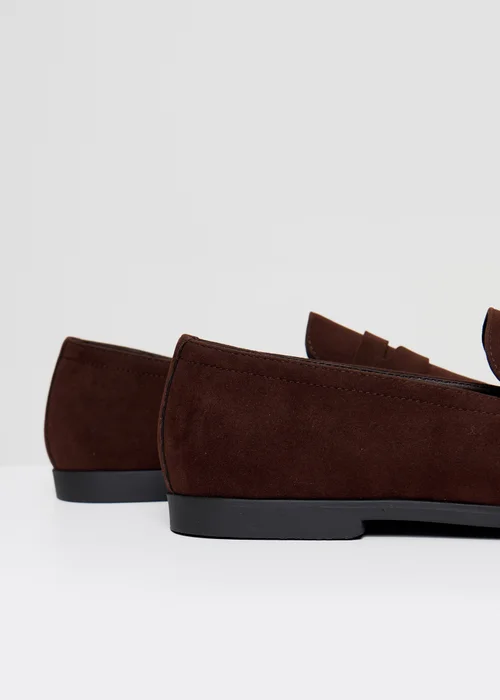 Threadbare Brown Faux Suede Penny Loafers - 7 Image 2