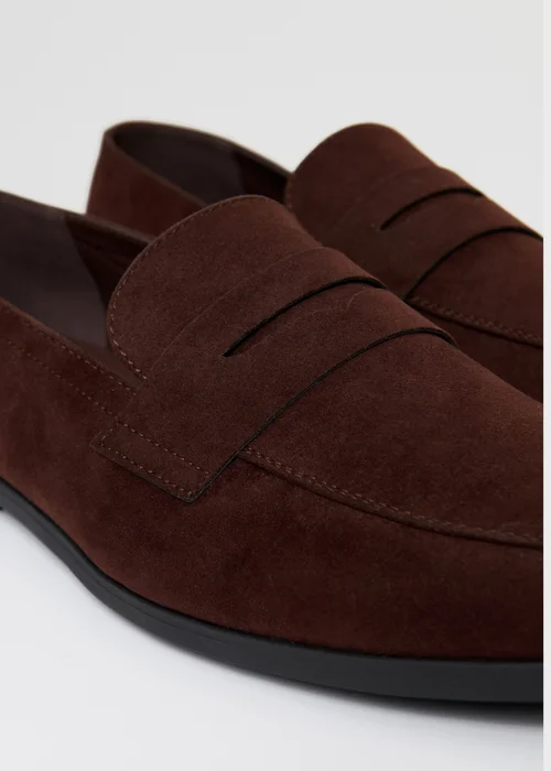 Threadbare Brown Faux Suede Penny Loafers - 7 Image 4