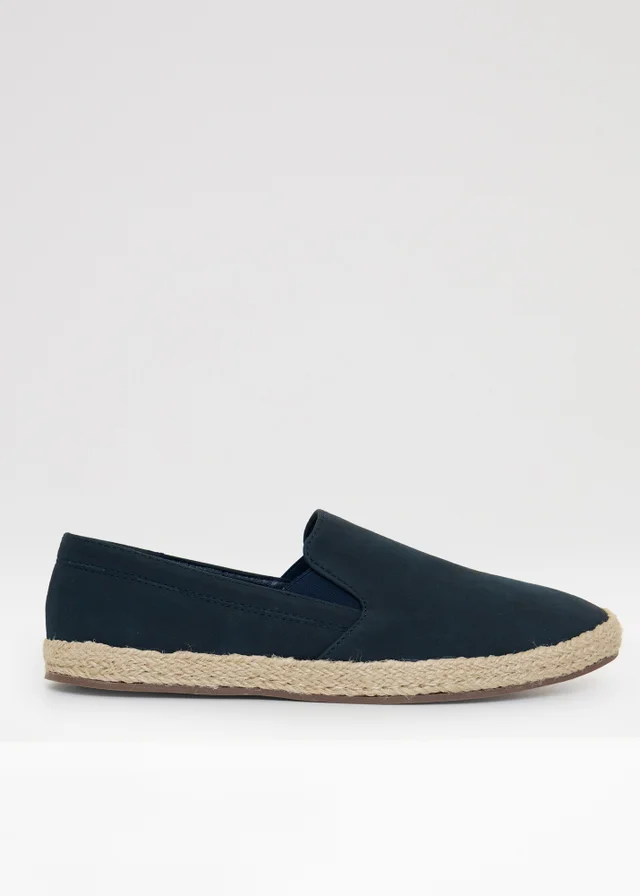 Threadbare Navy Faux Suede Slip On Espadrilles