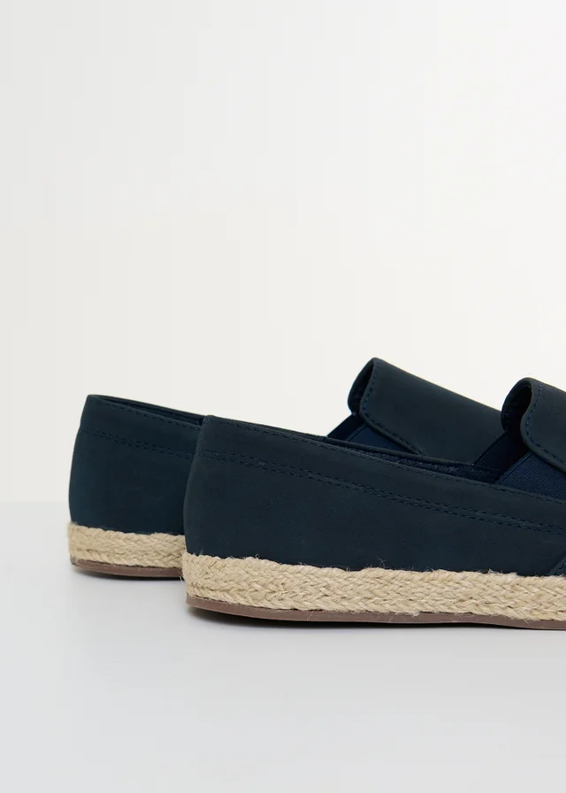 Threadbare Navy Faux Suede Slip On Espadrilles