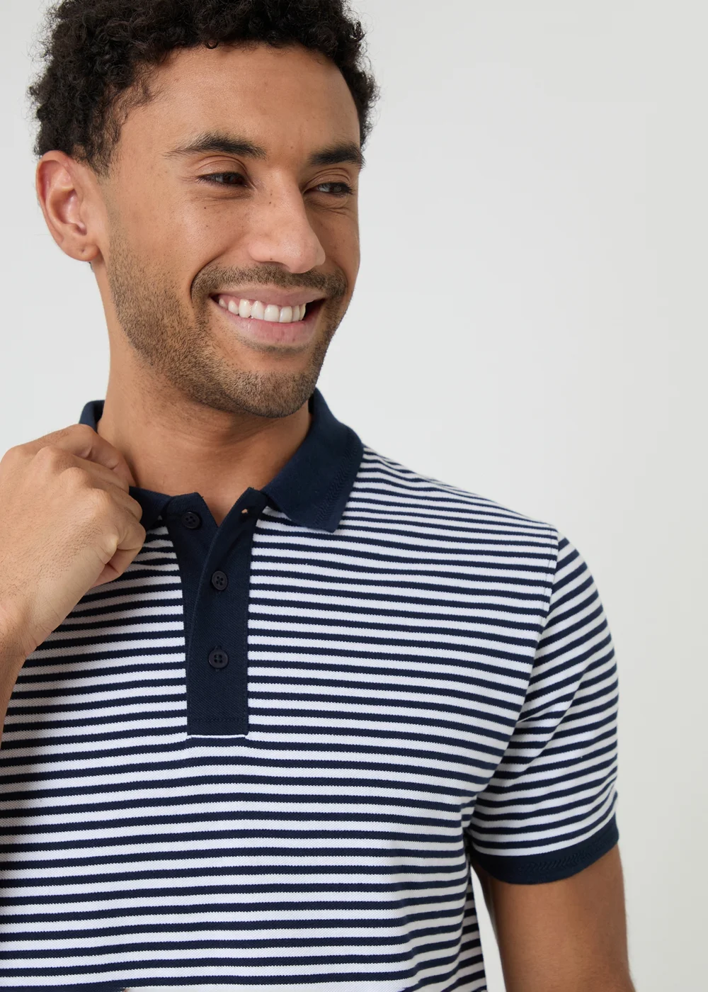 Threadbare Navy Stripe Cotton Pique Polo Shirt - S Image 4