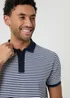 Threadbare Navy Stripe Cotton Pique Polo Shirt - S Image 4