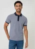 Threadbare Navy Stripe Cotton Pique Polo Shirt - S Image 1