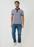 Threadbare Navy Stripe Cotton Pique Polo Shirt - S Image 3