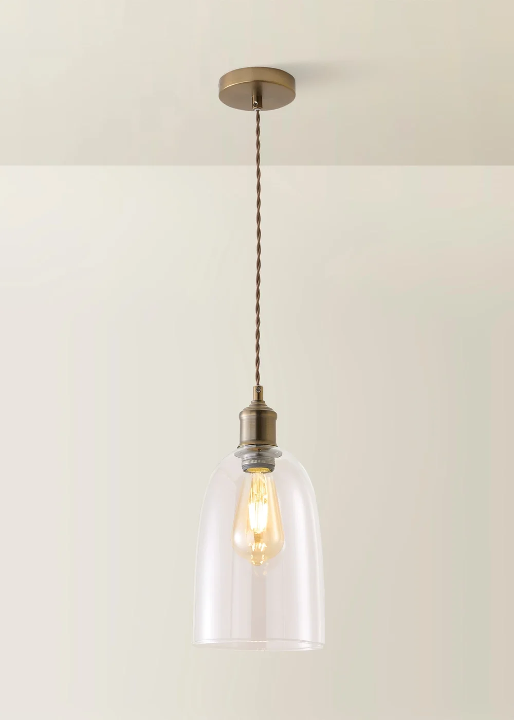 ValueLights Kira Dome Glass Brushed Brass Ceiling Light - One Size Image 3