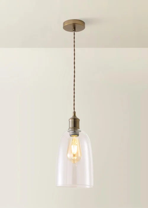 ValueLights Kira Dome Glass Brushed Brass Ceiling Light - One Size Image 3