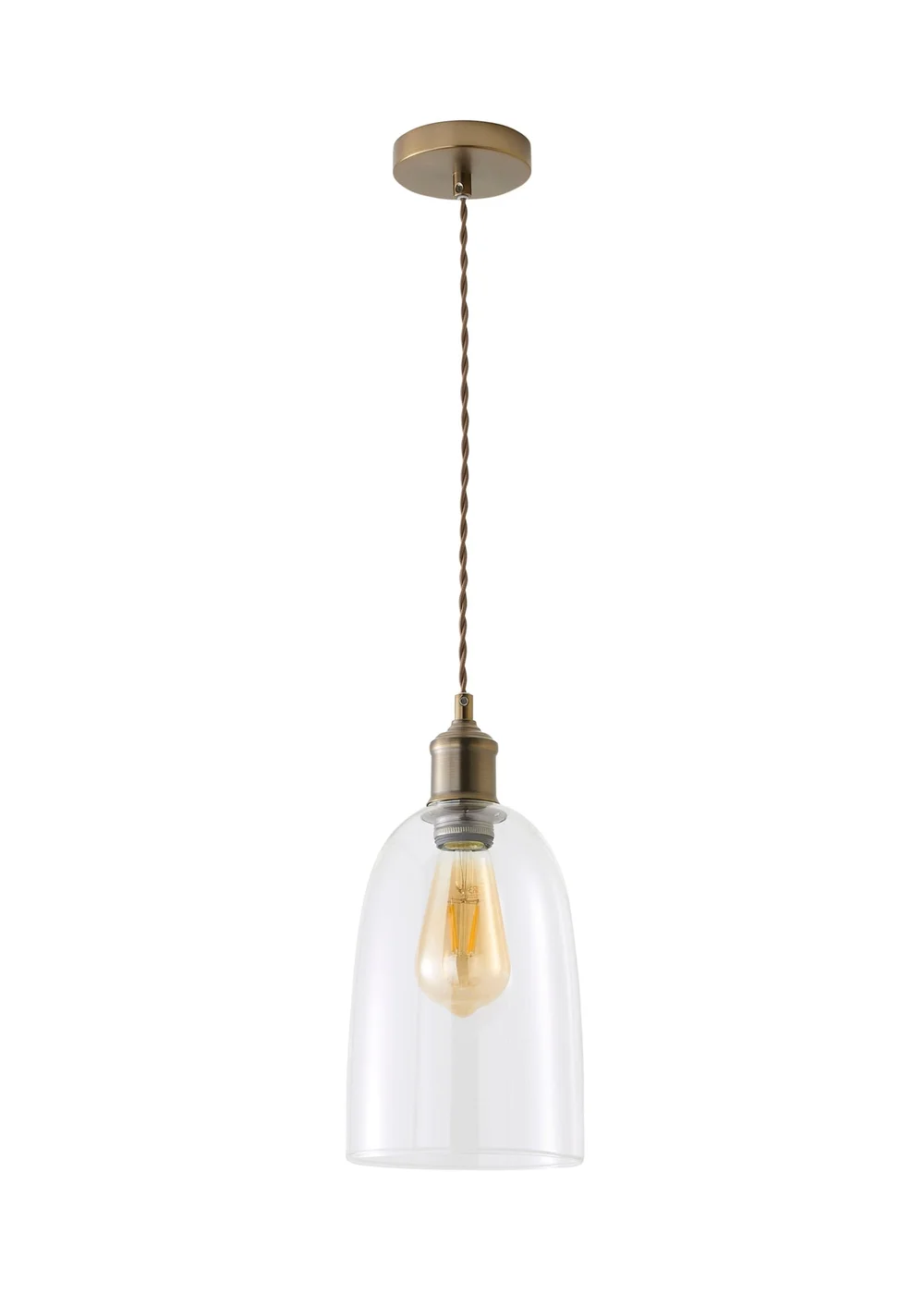 ValueLights Kira Dome Glass Brushed Brass Ceiling Light - One Size Image 5