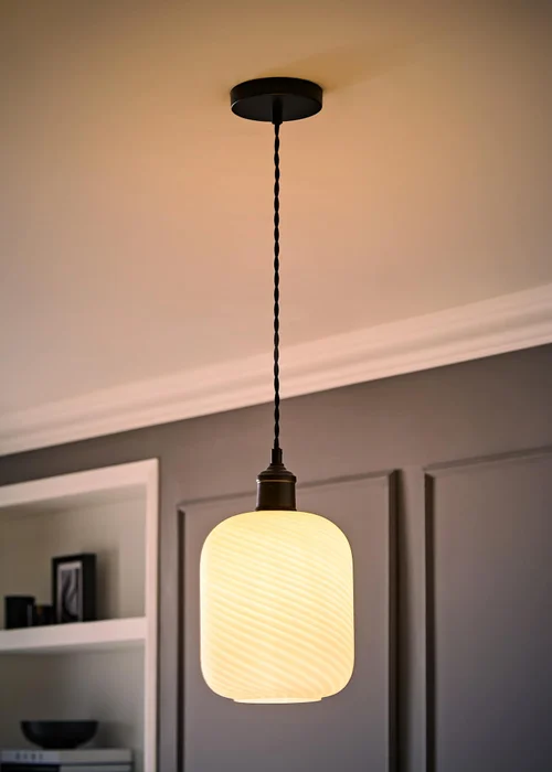 ValueLights Emery Frosted Swirl Matte Black Ceiling Light - One Size Image 2