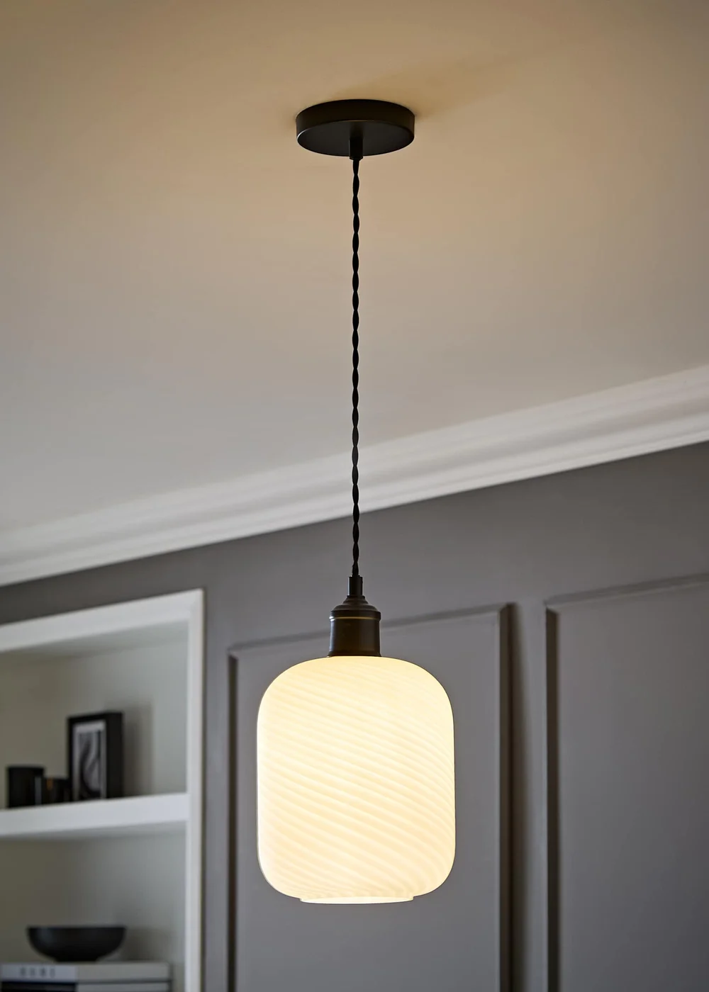 ValueLights Emery Frosted Swirl Matte Black Ceiling Light - One Size Image 1