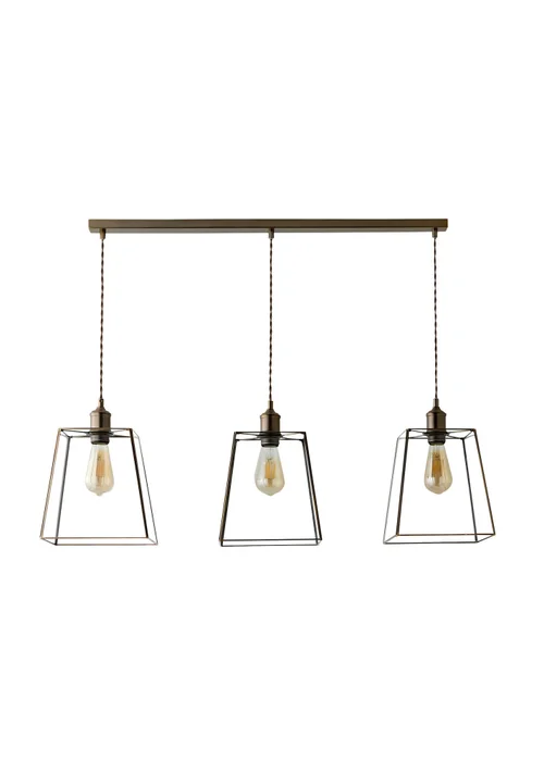 ValueLights Susie Antique Brass 3 Drop Diner Ceiling Light - One Size Image 5