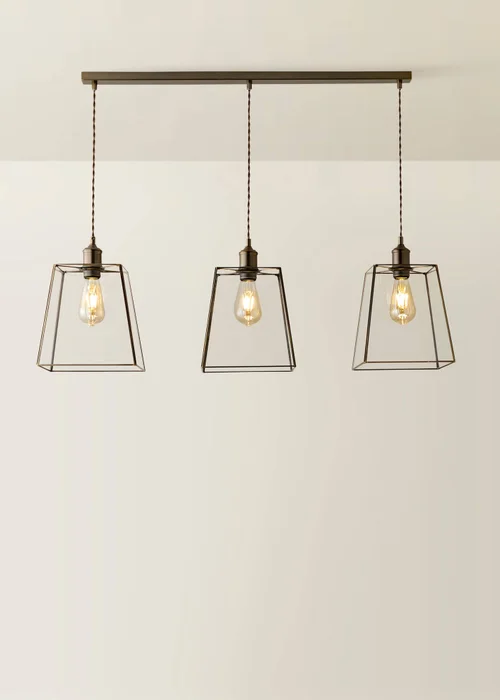 ValueLights Susie Antique Brass 3 Drop Diner Ceiling Light - One Size Image 3