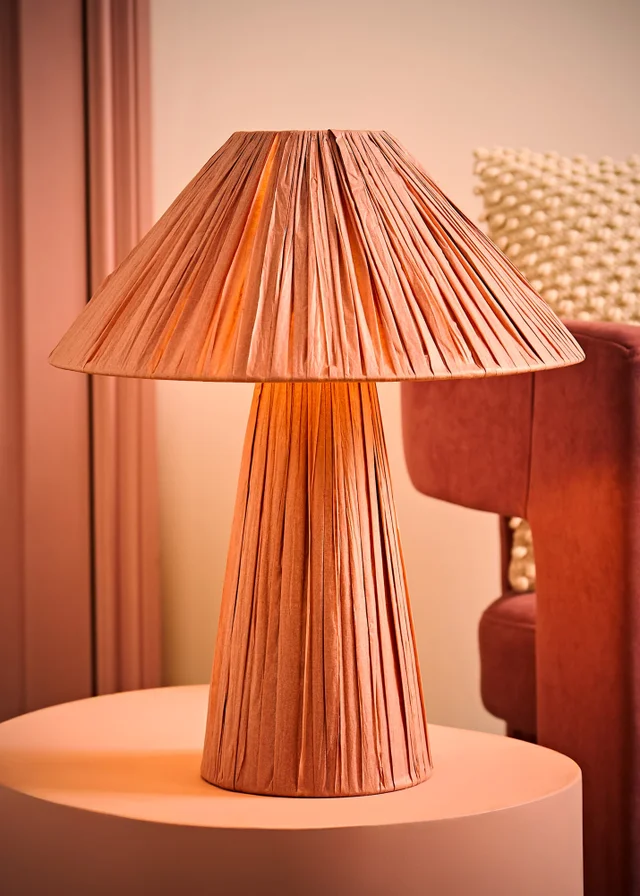 ValueLights Kaiya Pink Paper Woven Table Lamp